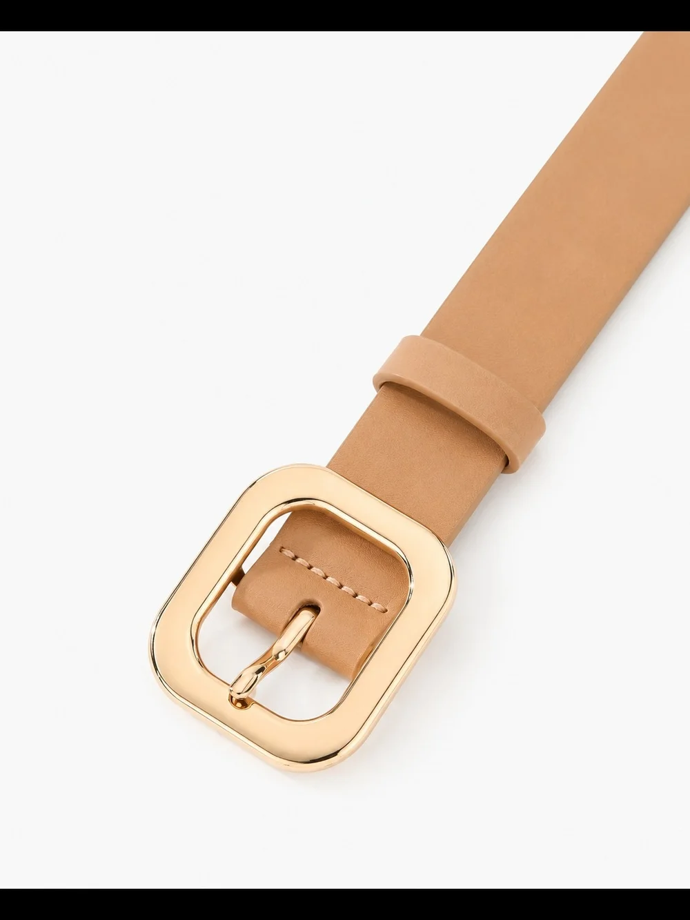 Women's Tan Leather Belt with Gold Buckle
